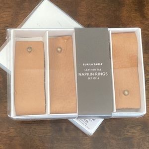 Sur La Table leather tab napkin rings - 2 sets